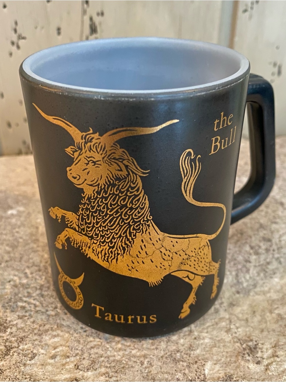 Vintage Federal Glass Taurus Mug with Gold Bull Accent